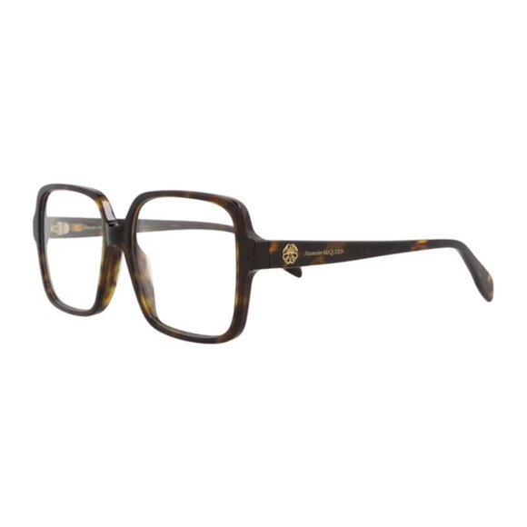 NEW AM0286O 002 ALEXANDER MCQUEEN EYEGLASSES HAVANA BROWN SQUARE WOMEN EYEWEAR - Picture 1 of 3